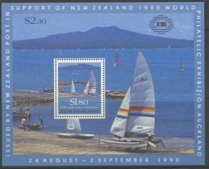 NEW ZEALAND Sc#996a 1990 Auckland Sail Boats Souvenir Sheet OG Mint NH