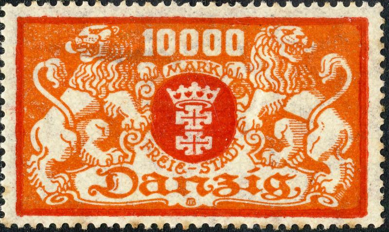 DANZIG - 1923 - Mi.147 10000Mk red & red-orange - Mint*