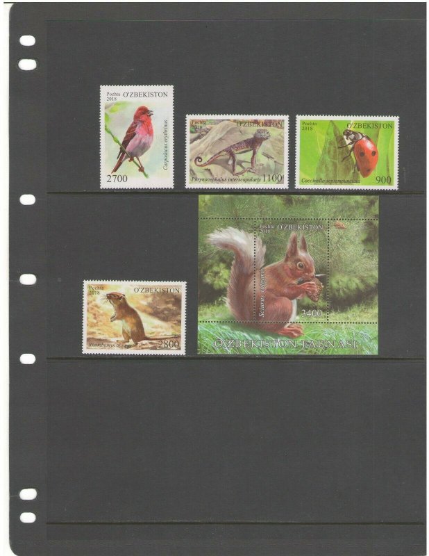 UZBEKISTAN:==REDUCED= 2018 N I   / Beautiful**WILDLIFE ** / Set of 4 & SS / MNH. 