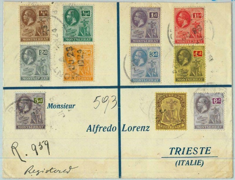 BK0441 - MONTSERRAT  - Postal History -  REGISTERED COVER to ITALY  1924