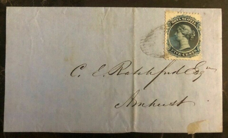 1861 Nova Scotia Canada Letter Sheet Vintage Cover To Amherst