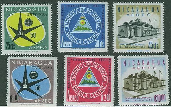 Nicaragua SC# C404-9 Worlds Fair Brussels, 1958