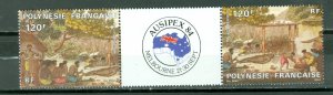 FRENCH POLYNESIA 1984 AUSIPEX 84 #C210a...PAIR + LABEL MINT