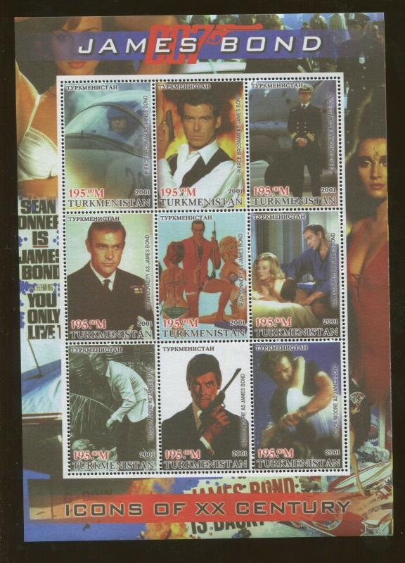 Turkmenistan Commemorative Souvenir Stamp Sheet - James Bond 007