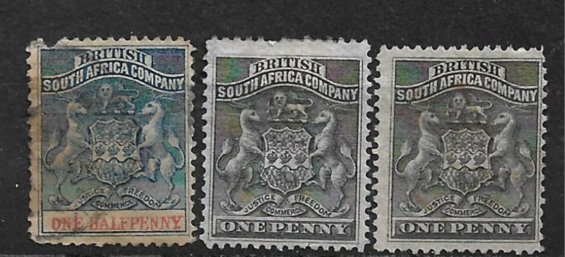 COLLECTION LOT OF 3 BRITISH SOUTH AFRICA COMPANY 1890+ STAMPS CLEARANCE CV+ $40