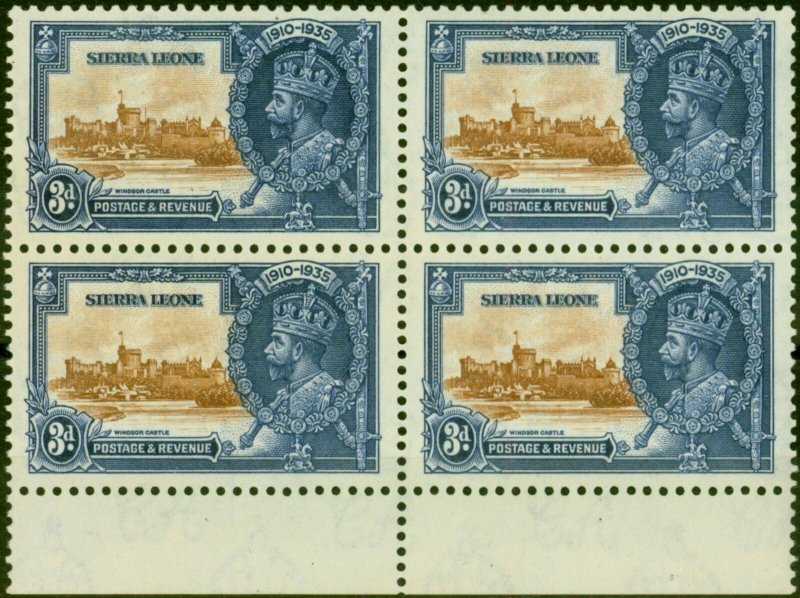 Sierra Leone 1935 3d Brown & Deep Blue SG182a 'Extra Flagstaff' in a Fine MNH... 