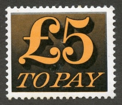 Great Britain Scott J91 MNHOG - 1973 £5 Postage Due HV of Set - SCV $20.00