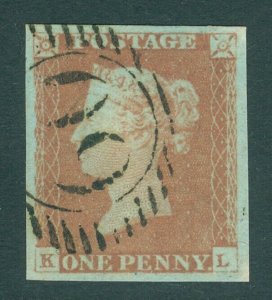SG 8 1d red-brown plate 68 lettered KL Very fine used 4 margin example 