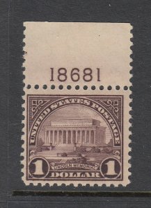 #571 $1 Lincoln Monument - Plate # - (Mint NEVER Hinged) cv$80.00