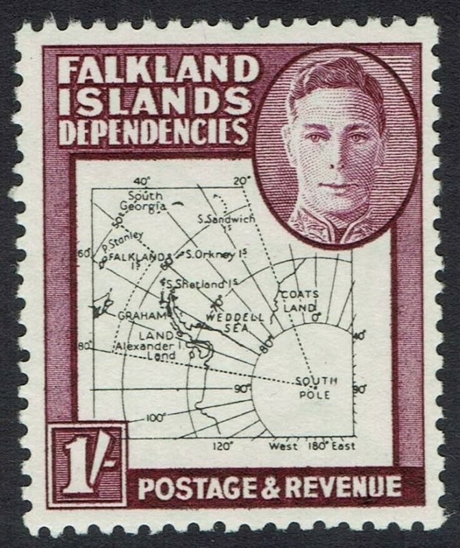 FALKLAND ISLANDS 1946 KGVI THIN MAP 1/- MNH ** 