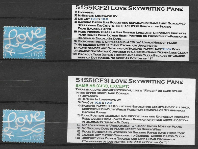 Complete Set of 3 Singles LOVE SKYWRITING #5155(CF)s--ALL Listed in 2022 SCOTT