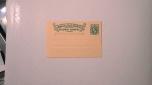 EARLY NEWFOUNDLAND POSTAL CARD MINT, ENTIRE