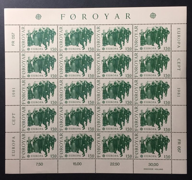 Faroe Islands 1981 #63 Sheet, MNH, CV $7