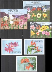 B0987 Central Africa Flora The Pretty Flowers !!! 3Bl+3Kb Mnh