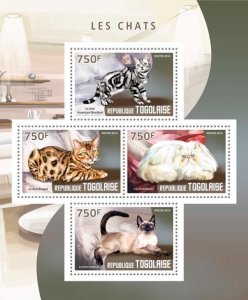 TOGO - 2014 - Cats - Perf 4v Sheet - Mint Never Hinged