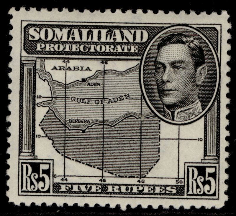 SOMALILAND PROTECTORATE GVI SG104, 5r black, M MINT. Cat £32.