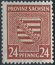 Germany (Saxony) 13N10 (mhr) 24pf coat of arms, org brn (1945)