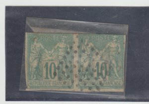 French-Colonies,Scot #32 Used  10c,pair CV.$22.