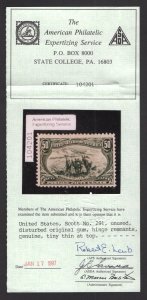 SCOTT #291 VF-OG-HHR'S w/APS Cert. SCV $600 (LB 3/9) 