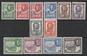 SOMALILAND 1942 KGVI Pictorial set SPECIMEN. SG 105-16s cat £325. Rare genuine.