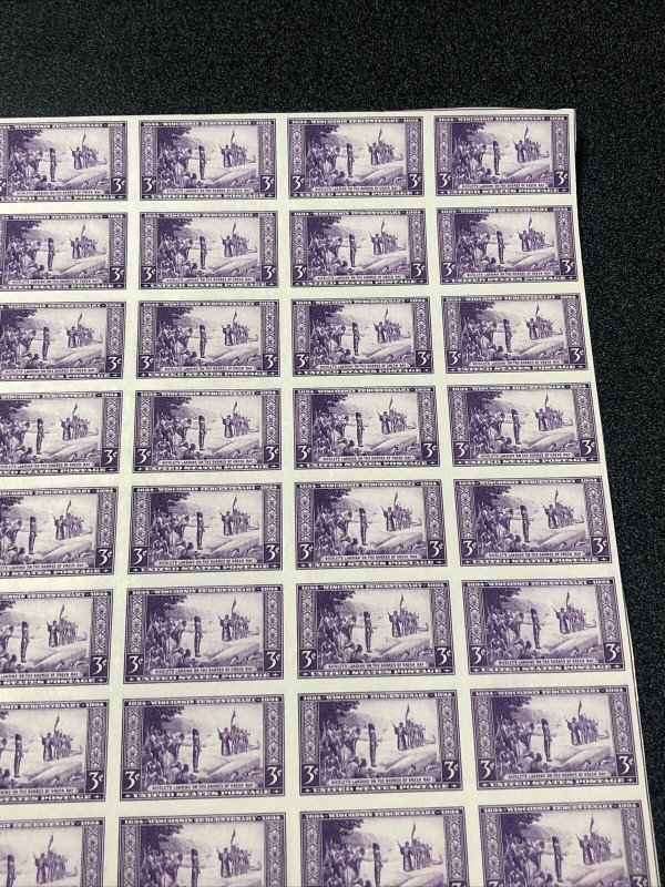 US 755 Nicolet’s Landing Imperf Sheet Of 50 Mint No Gum As Issued - SUPERB.