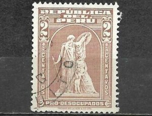 Peru 1938 Postal Tax Stamp Pro Desdcupados Thomas De La Rue 2 Centavos Used 