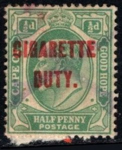 1909 Cape of Good Hope Revenue Half Penny King Edward VII Cigarette Duty Used