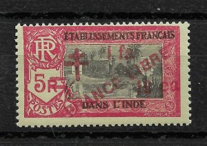 French India 1943,France Libre, 1fa16ca on 5R, Scott # 209,VF MLH*OG (FC-4)