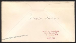 Hawaii USA 1941 ELEELE Territorial  Military Mail Cover 109124