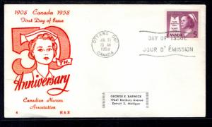 Canada 380 Nurses H and E Label FDC