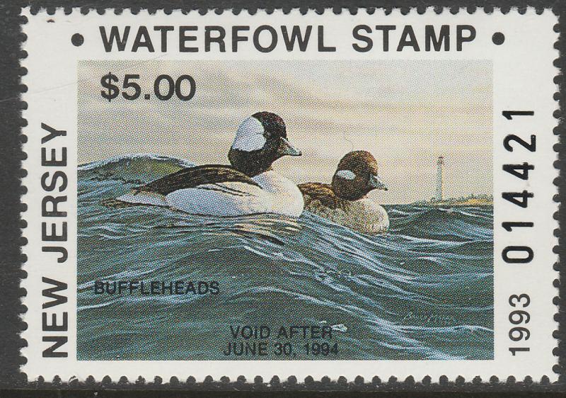 U.S.-NEW JERSEY 21-22, 21b-22b ST DUCK HUNTING PERMIT STAMPS & SS. MINT, NH. VF