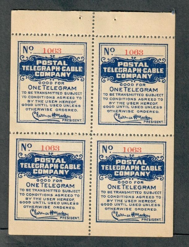 15T47 Postal Telegraph Company MNH booklet pane