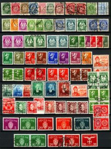 Norway #50/#338 1894-1955 Asstd Post Horn Lions Coat of Arms Sgls Pairs 67 items