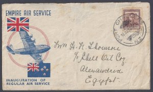 NEW ZEALAND TO EGYPT 1938 FIRST FLIGTH PORT CHALMERS TO ALEXANDRIA ON EMPIRE AIR