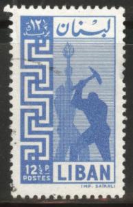 LEBANON Scott 321 used 1957 worker stamp