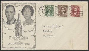 1937 #231-233 1c-3c George VI Mufti FDC King & Queen Portraits Cachet Ottawa