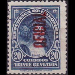 COLOMBIA 1937 - Scott# O13 Columbus Opt. 20c Used