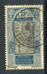 FRENCH COLONIES; GUINEA early 1900s pictorial issue used 5Fr. POSTMARK