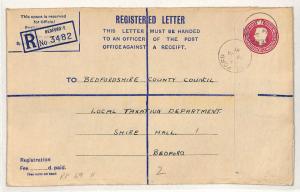 GB BEDS Registered Postal Stationery Huggins RP69H {samwells-covers} 1951 GW114