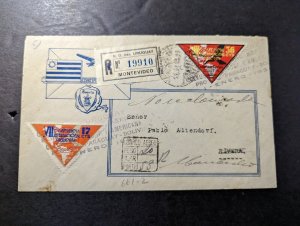 1934 Registered Uruguay Airmail Cover Montevideo to Rivera