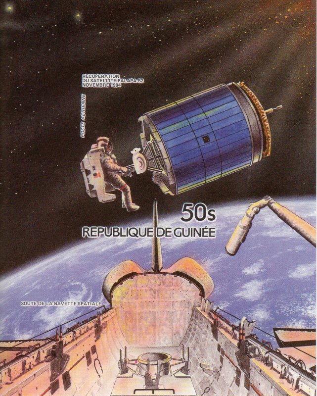 Guinea 1985 Mi#Bl.135B Space Astronaut and Satellite Palapa B2 S/S IMPERF.MNH