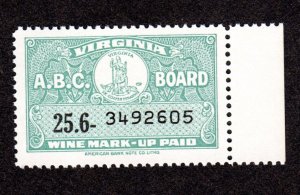 Virginia State Revenue  SRS # W60  MNH  Wine  Lot 190151 -05