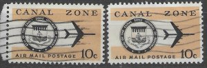 Canal Zone C48 used pair. Air Mail