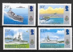 FALKLAND ISLANDS SG1072/5 2007 HMS PLYMOUTH MARITIME HERITAGE SET MNH