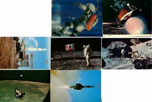 7 Air Space Flights Moon Cover Postcard Collection USA NASA