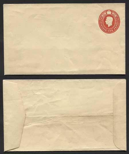 EP75 KGVI 1d Carmine Post Office Issue Envelope Size G Mint