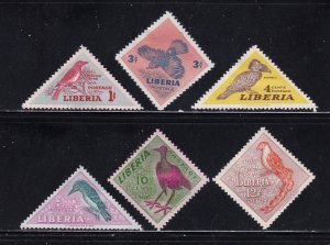 Liberia stamp #341 - 346, MH,  complete topical set, Birds, CV $9.75