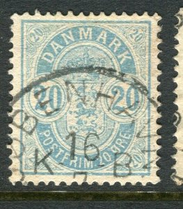 DENMARK; 1884-85 early classic Official issue fine used 20ore. value, POSTMARK