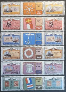 TURKS & CAICOS # 391-396-MNH---COMPLETE SET /CROSS LABEL PAIRS--PERF 12--1979