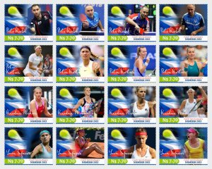 Stamps.  Sports Tennis Czech Players 2022 year , 16 stamps perforated